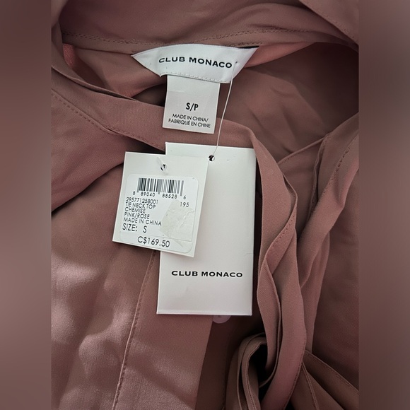 NWT Club Monaco Tie-Neck Blouse in Blush Pink Size Small - Picture 4 of 5